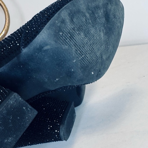 VERY G Splendor Ankle Boot Black Faux Leather Rhinestone Bootie - Picture 5 of 13